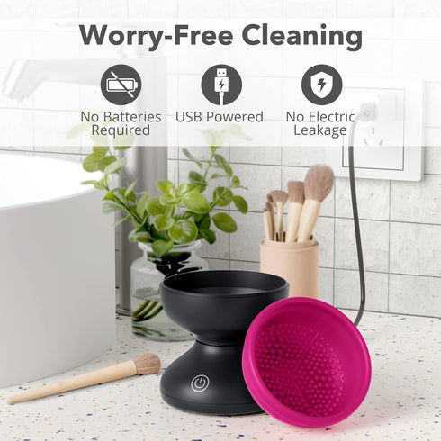 Electric Makeup Brush Cleaner Machine, Alyfini Portable Automatic USB Tool for All Size Beauty Makeup Brushes