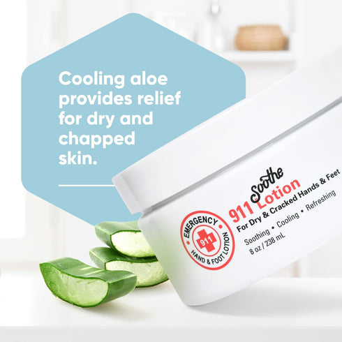 Soothe 'n Wipe Emergency 911 Hand & Foot Lotion - Aloe Vera Hand Lotion for Dry Hands, Foot Lotion for Cracked Feet