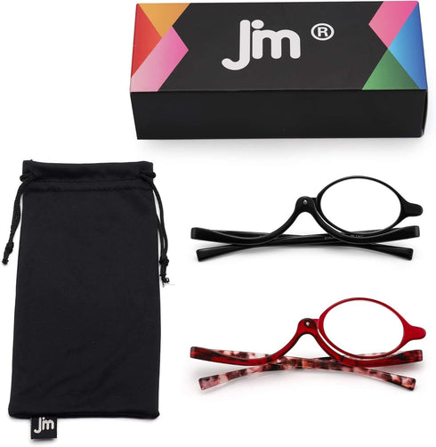 JM 2 Pairs Makeup Reading Glasses, Magnifying Flip Down Cosmetic Readers for Women, +1.75