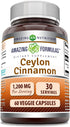 Amazing Formulas Ceylon Cinnamon 1200 Mg Per Serving - Veggie Capsules, Non-GMO, Gluten-Free, 60 Count