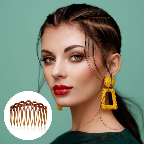 WILLBOND 16 Pieces Women Hair Comb Accessories, French Side Combs, Plastic Twist Decorative Clips (Black, Transparent,