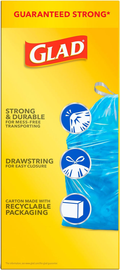Glad Large Drawstring Bags - Blue, 30 Gallon, 28 Count