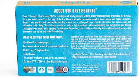 Sheets Laundry Club Laundry Detergent Sheets, Free & Clear Laundry & Dryer Sheets