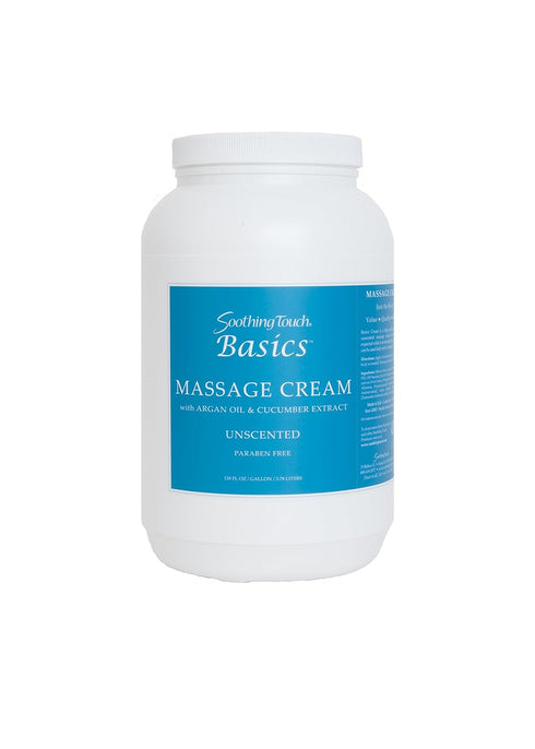 Soothing Touch Basics Massage Cream, Unscented, 1 Gallon, Moisturizing, Made in USA, Paraben Free,