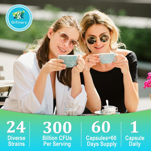Probiotics for Women and Men, 300 Billion CFU, 24 Strains with 15 Organic Herbs for Digestive, Immune & Whole-Body