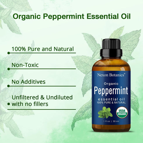 Organic Peppermint Essential Oil 30 ml, Pure Natural Oils for Aromatherapy, DIY, Candle and Soap Making