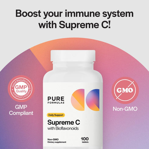PureFormulas Supreme C with Bioflavonoids - 100 Tablets | 1000 mg Vitamin C & Immune Support