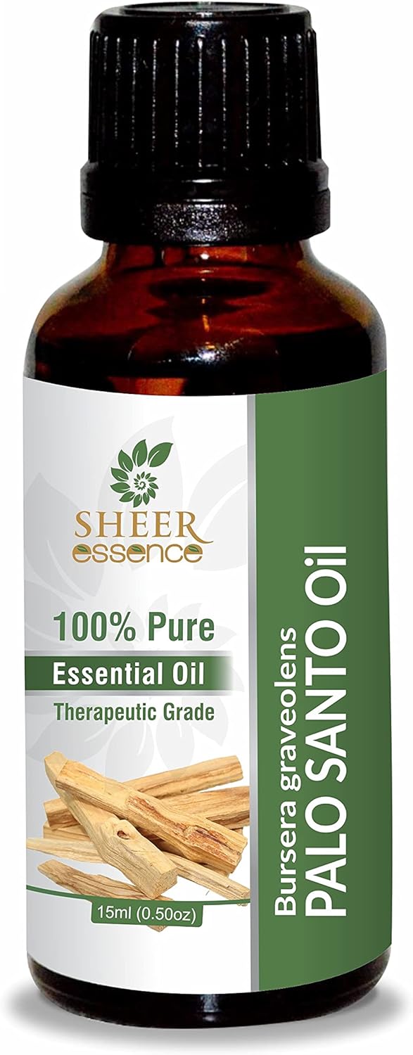 Palo Santo Oil (Bursera Graveolens), 100% Pure Natural Undiluted Therapeutic Grade Oil 0.50 Fl.OZ (15 ML)