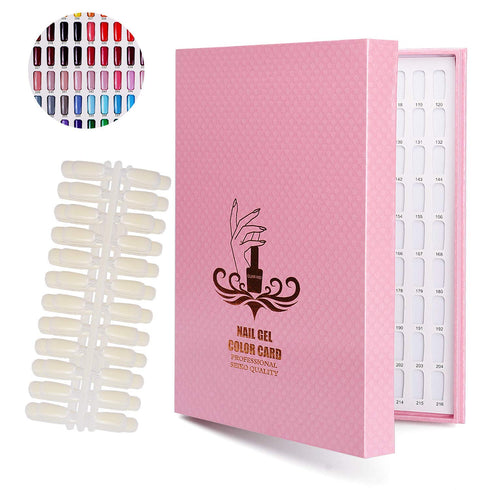 Noverlife 216 Nail Colors Chart Display, Nail Gel Polish Display Book with 216 False Nail Tips