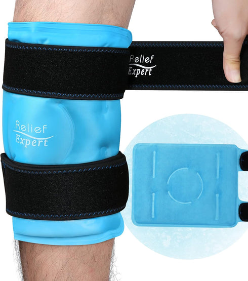 Relief Expert Ice Pack Wrap for Knee Injuries, Reusable Gel Cold Pack for Post-Surgery Recovery