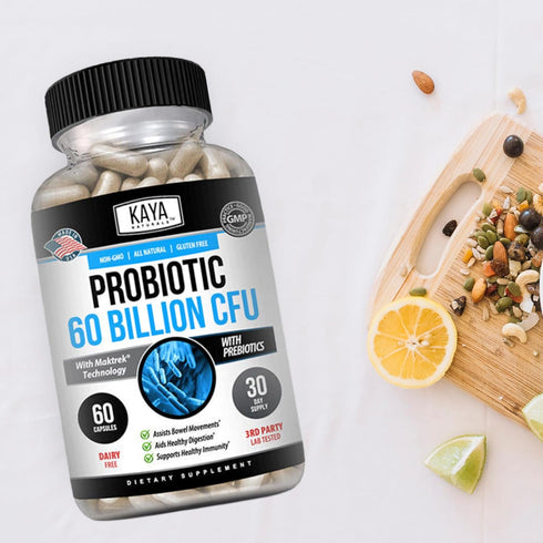 Kaya Naturals Probiotic 60 Billion CFU, 60 Vegetable Capsules, Natural Supplement for Gut Health & Immune Support