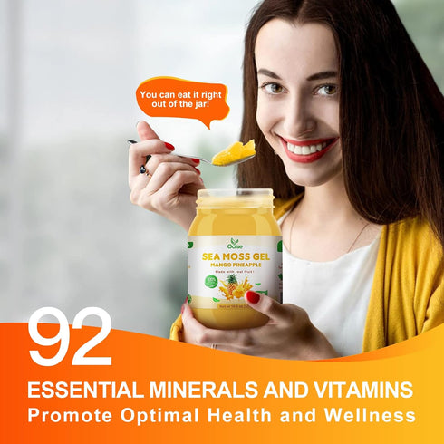 Sea Moss Gel - 18.5OZ Mango Pineapple Flavor Organic Raw Nutritious Sea Moss Gel Rich in 102 Vitamins and Minerals,