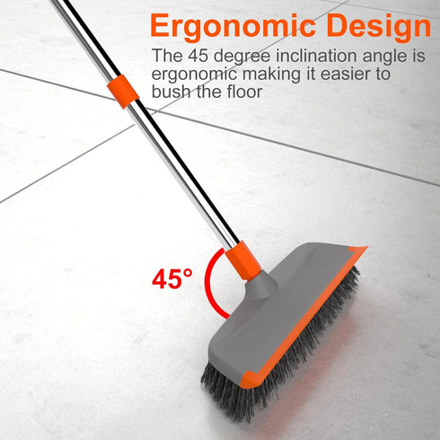 Multi Purpose Floor Scrub Brush with Long Handle, BITOPE 10" Heavy Duty Scrubber for Tile, Kitchen, and Garage