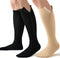 Owcorowan 2 Pairs Zipper Compression Socks, 15-20mmHg Closed Toe Knee High Compression Stockings