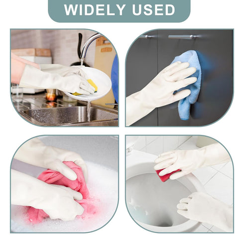 2 Pair, 15IN Kitchen Dishwashing Gloves and Household Cleaning Gloves, Reusable Latex Free (Small)