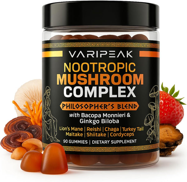 Varipeak 9-In-1 Nootropic Mushroom Gummies | With Lion's Mane, Reishi, Chaga, & More