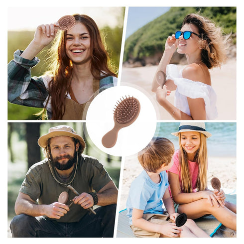 RHOS Mini Hair Brush for Women, Men, Kids - Travel Size Small Cushion Paddle Brush with Soft Bristles