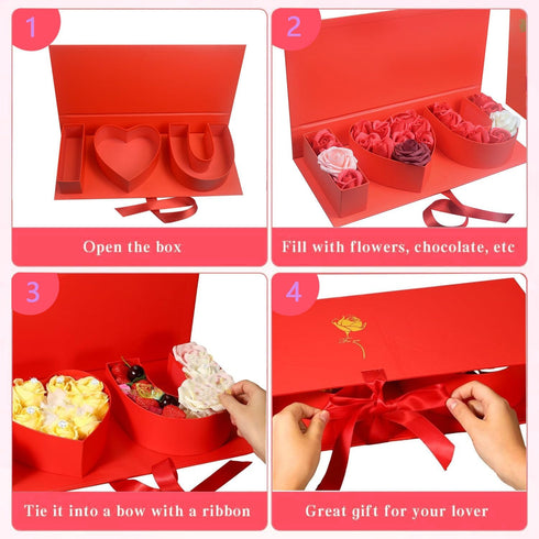 Packaging, Valentines Day Flower Gift Box: "i Heart U" Letter Large Flower Boxes with Ribbon for Christmas, Wedding