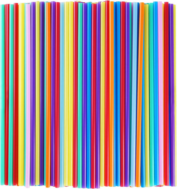 300 Pcs Colorful Long Disposable Drinking Straws, 0.23'' Diameter and 10.2" Long