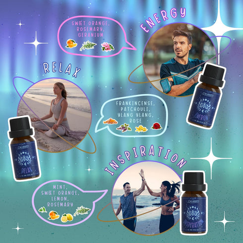 Set, 6x10ml SALUBRITO Essential Oils Wellness Aromatherapy Oil for Diffuser, Home, Candle, soap Making, Natural Blend