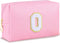 Personalized Initial Makeup Bag, Cute Pink Chenille Letter Cosmetic Pouch, Waterproof Zippered Toiletry Organizer for