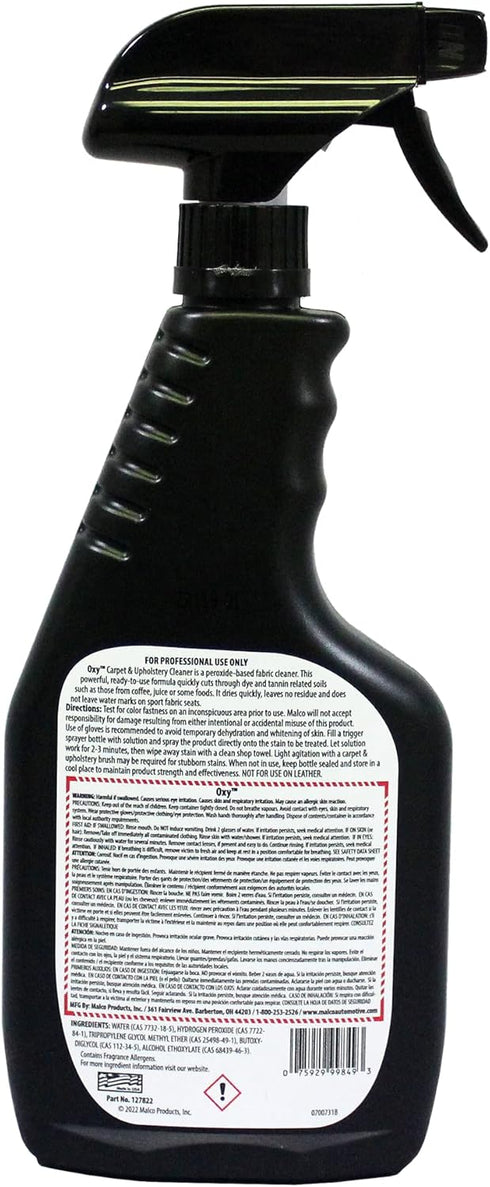 Malco OXY Carpet & Upholstery Cleaner - Stain Remover Spray for Car Interior Fabric/Cleans the Toughest Vehicle Stains/Deep Cleaning Liquid Formula / 22 Oz. (127822)