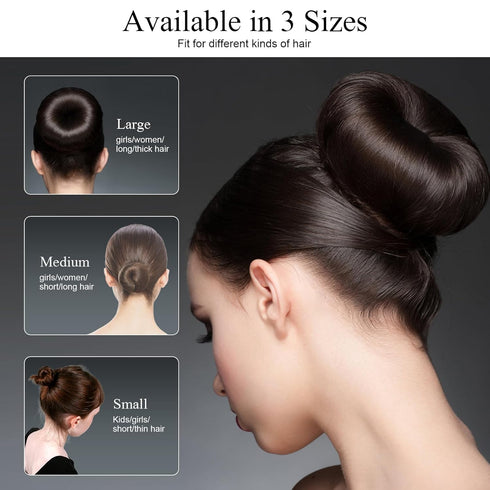 HOFASON Hair Bun Maker Donut, 31 Pcs with Small Hair Donuts, Hair Elastic Bands, and Hair Pins, Brown