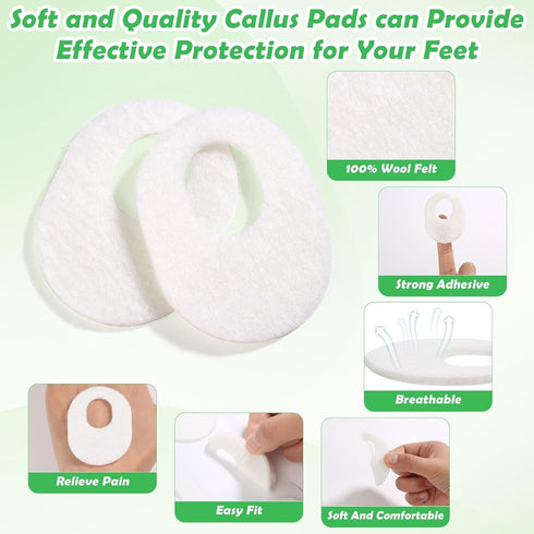 Shynek Callus Pads for Feet, 72 Pcs Soft Felt Self Adhesive Cushions for Men and Women, Pain Relief for Corns,
