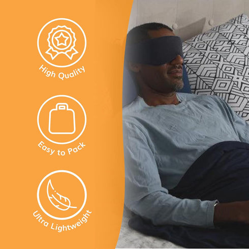 Happyluxe Escape Sleep Mask - Buttery Soft Airplane Eye Mask for Sleeping, Machine Washable - Jet Black