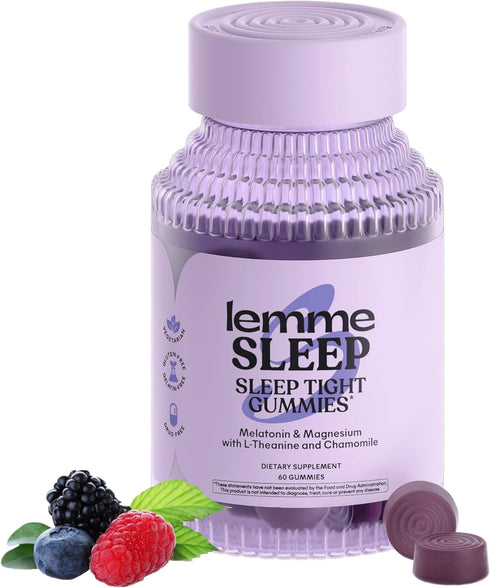 Lemme Sleep Gummies with 5mg Melatonin, Elderberry, Magnesium, L-Theanine, Chamomile and Lavender,
