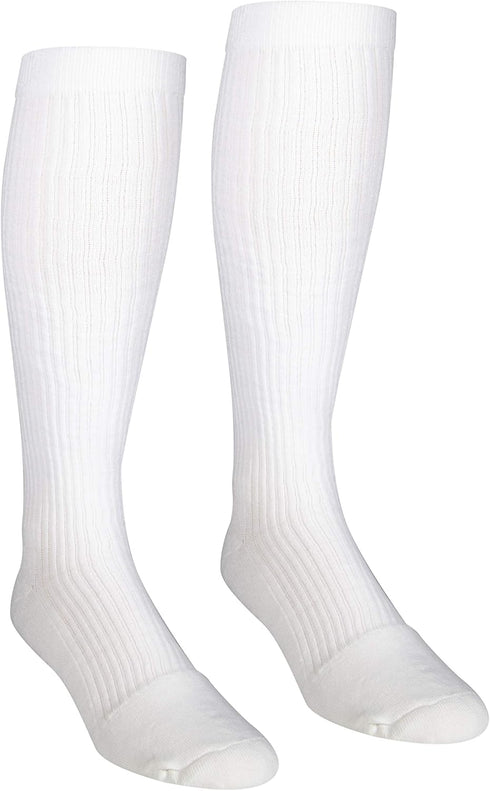 NuVein Compression Socks, 15-20 mmHg Support for Men, Knee High, Closed Toe, White, Large