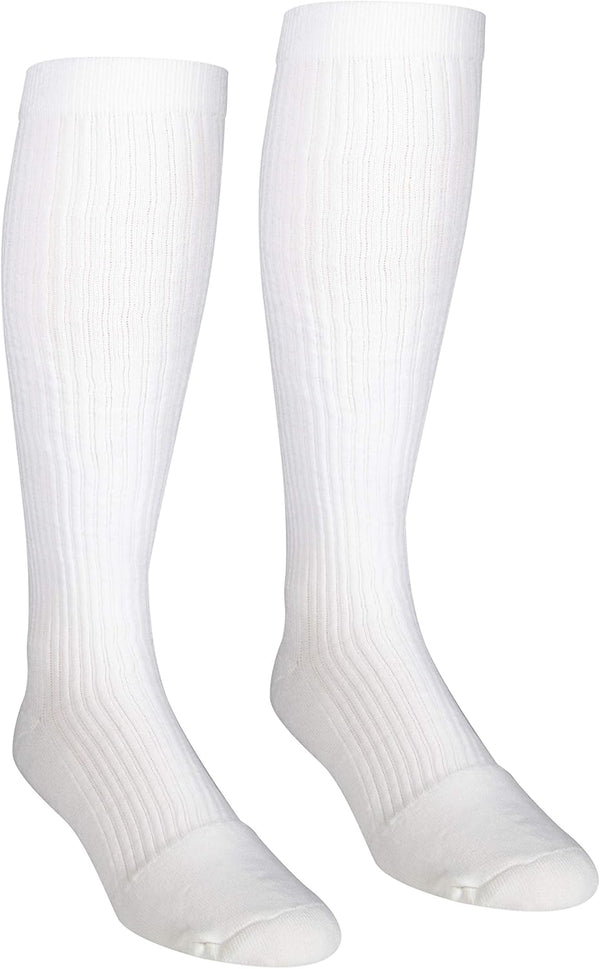 NuVein Compression Socks, 15-20 mmHg Support for Men, Knee High, Closed Toe, White, Large