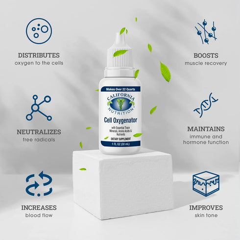 Cell Oxygenator Oxygen Boost - 1fl oz (30ml) Liquid Oxygen Dietary Supplement with Zinc, Trace Minerals & Amino Acids