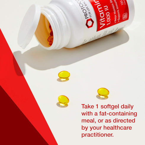Protocol Vitamin D3 1,000 IU, 120 Softgels, Non-GMO, Halal, Keto-Friendly for Bone & Teeth Support