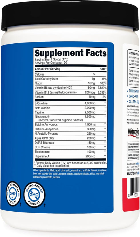 Nutricost Pre-X Xtreme Pre-Workout Complex Powder - Fruit Punch, 30 Servings, Vegetarian, Non-GMO, Gluten Free