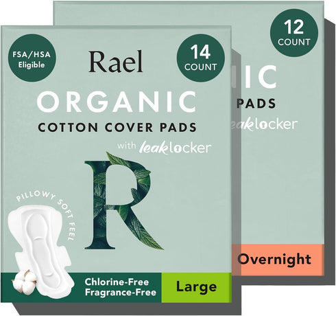 Rael Pads for Women, Organic Cotton Cover - Heavy Absorbency, Feminine Care,