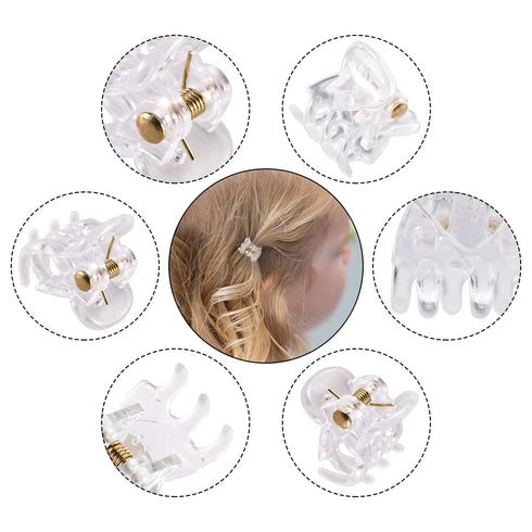 YOHAMA 36 PCS Clear Mini Hair Claw Clips, Great for Kids Adult Hairstyles, White Plastic Hair Clips, Strong Grip
