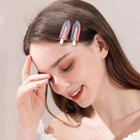 KesaPlan 10PCS No Bend Hair Clips, Acrylic Resin No Crease Hair Clips for Styling, Colorful Creaseless Flat Duckbill Hair Barrette for Makeup Hairstyle Accessories for Women Girls Gifts