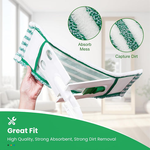 4 Pack Microfiber Mop Heads for Libman Microfiber Floor Mop, Reusable & Washable Pads for Multi-Surface Floors