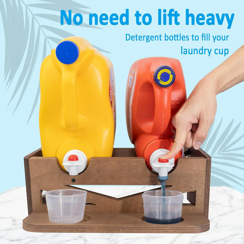Honourable Wooden Laundry Detergent Holder, Retro Design, Holds 2 Bottles, Up to 35 lbs (Material: Plywood)