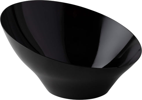 Plasticpro Disposable Angled Plastic Serving Bowls, Heavy Duty Round Snack or Salad Bowls, Elegant Black, Pack of 4