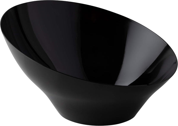 Plasticpro Disposable Angled Plastic Bowls, Round Small Serving Bowls, Heavy Duty Elegant Black, Pack of 8