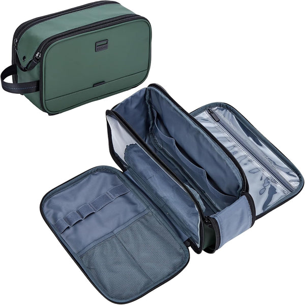 ZEEMO Toiletry Bag for Men, Extra Large Water-resistant Dopp Kit, Shaving Bag for Long Travel, Green