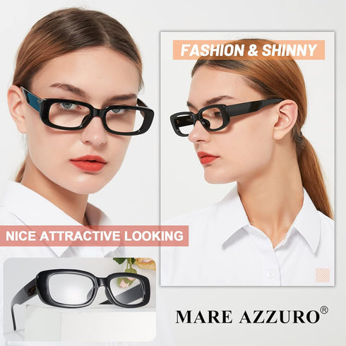 MARE AZZURO Blue Light Blocking Glasses for Women, Retro Fashion Computer Eyewear, 90s Vintage Gaming