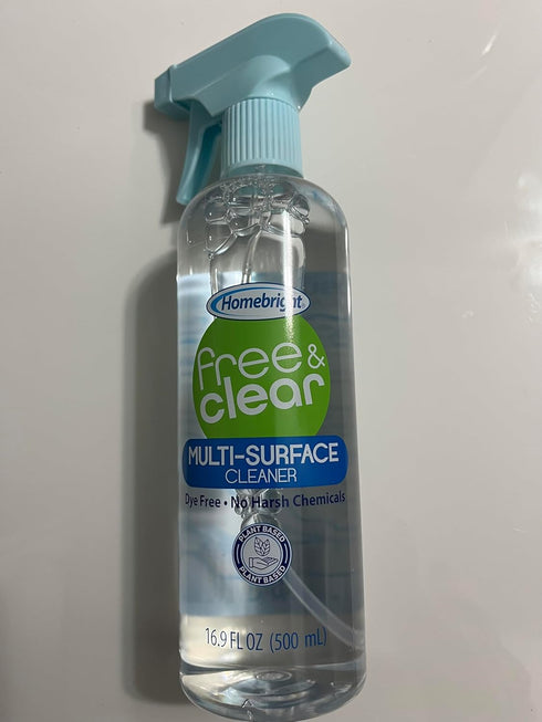 HOMEBRIGHT Free & Clear Multi-Surface Cleaner Spray, Dye Free, No Harsh Chemicals, Plant