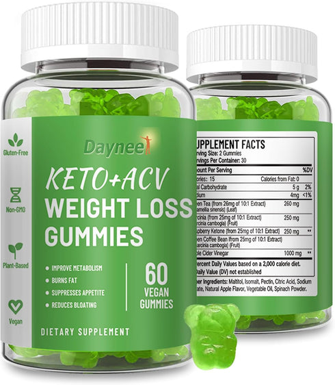 ACV Wellness GummiesApple Cider Vinegar with Green Tea&Botanical ExtractsDaily Plant-Based Wellness GummiesVegan,