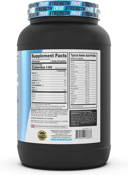 BPI Sports Hydro HD - 100% Hydrolyzed Whey Protein Powder - Muscle Growth, Recovery, 25g of Protein, Low Carb, Low