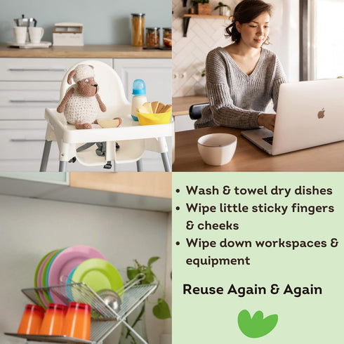 EKOH Swedish Dishcloths for Kitchen - 12 Pack, Eco Sponge Cloth, Reusable Absorbent Cleaning Cloths