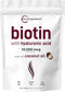 Micro Ingredients Biotin 10,000mcg w/Hyaluronic Acid 25mg - 365 Virgin Coconut Oil Softgels, Supports Healthy Hair