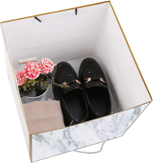 Superior Marble Extra Large Gift Bag, 11.8 inch Square Giant Reusable Gift Bag for Weddings and Birthdays